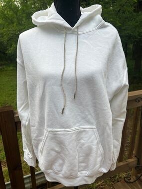 Gildan White Women's Hooded Pullover Sweatshirt